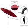Flash Furniture 5 Piece Outdoor Patio Dining Table Set – 2 Synthetic Teak Stackable Chairs with Arms – 35″ Square Table – Gray Umbrella with Base(Red)