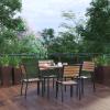 Flash Furniture 5 Piece Patio Table Set – Synthetic Teak Poly Slats – 35″ Square Steel Framed Table with 4 Faux Teak Chairs