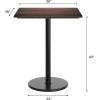 Flash Furniture Acadia 36″ Square Indoor Gray Faux Concrete Tabletop with 24″ Round Black Bar Height Base, Seamless TopGuard HPL Top and Edge(Dark Brown/Black Base)