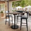 Flash Furniture Acadia 36″ Square Indoor Gray Faux Concrete Tabletop with 24″ Round Black Bar Height Base, Seamless TopGuard HPL Top and Edge(Dark Brown/Black Base)