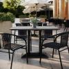 Flash Furniture Acadia 48×30 Indoor Outdoor Gray Faux Concrete Tabletop with Silver Dual Column Base, Scratch, Heat & UV Resistant, Seamless TopGuard Top and Edge(Gray Faux Concrete/Black Base)