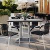Flash Furniture Acadia 48×30 Indoor Outdoor Gray Faux Concrete Tabletop with Silver Dual Column Base, Scratch, Heat & UV Resistant, Seamless TopGuard Top and Edge(Gray Faux Concrete/Silver Base)