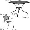 Flash Furniture Black Steel 35.5″ Square 4-Chair Patio Set with Umbrella Hole + Bronze 21lb Umbrella Base