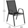 Flash Furniture Brazos Commercial Outdoor Dining Set, 47″ Tempered Glass Patio Table with Umbrella Hole, 4 Stack Chairs with Flex Comfort Seats and Backs, Navy/Black(Black)
