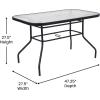 Flash Furniture Brazos Commercial Outdoor Dining Set, 47″ Tempered Glass Patio Table with Umbrella Hole, 4 Stack Chairs with Flex Comfort Seats and Backs, Navy/Black(Black)