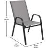 Flash Furniture Brazos Commercial Outdoor Dining Set, 47″ Tempered Glass Patio Table with Umbrella Hole, 4 Stack Chairs with Flex Comfort Seats and Backs, Navy/Black(Grey)