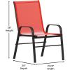 Flash Furniture Brazos Commercial Outdoor Dining Set, 47″ Tempered Glass Patio Table with Umbrella Hole, 4 Stack Chairs with Flex Comfort Seats and Backs, Navy/Black(Red)