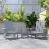 Flash Furniture Charlestown Commercial 2 Chair and Side Table Adirondack Set – Gray Poly Resin – Weather Resistant