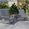 Flash Furniture Charlestown Commercial 2 Chair and Side Table Adirondack Set – Gray Poly Resin – Weather Resistant