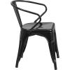 Flash Furniture Commercial Grade 23.75″ Square Black-Antique Gold Metal Indoor-Outdoor Table Set with 2 Arm Chairs(Black)