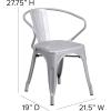 Flash Furniture Commercial Grade 23.75″ Square Black-Antique Gold Metal Indoor-Outdoor Table Set with 2 Arm Chairs(Silver)