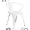 Flash Furniture Commercial Grade 23.75″ Square Black-Antique Gold Metal Indoor-Outdoor Table Set with 2 Arm Chairs(White)