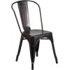 Flash Furniture Commercial Grade 23.75″ Square Black-Antique Gold Metal Indoor-Outdoor Table Set with 2 Stack Chairs(Black-antique Gold)