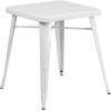 Flash Furniture Commercial Grade 23.75″ Square Black-Antique Gold Metal Indoor-Outdoor Table Set with 2 Stack Chairs(White)