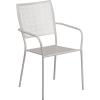 Flash Furniture Commercial Grade 30″ Round Black Indoor-Outdoor Steel Folding Patio Table Set with 2 Square Back Chairs(Light Gray)