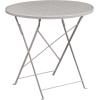 Flash Furniture Commercial Grade 30″ Round Black Indoor-Outdoor Steel Folding Patio Table Set with 2 Square Back Chairs(Light Gray)