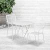 Flash Furniture Commercial Grade 30″ Round Black Indoor-Outdoor Steel Folding Patio Table Set with 2 Square Back Chairs(White)