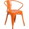 Flash Furniture Commercial Grade 31.5″ x 63″ Rectangular Black Metal Indoor-Outdoor Table Set with 4 Arm Chairs(Orange)