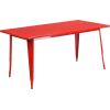 Flash Furniture Commercial Grade 31.5″ x 63″ Rectangular Black Metal Indoor-Outdoor Table Set with 4 Arm Chairs(Red)