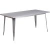 Flash Furniture Commercial Grade 31.5″ x 63″ Rectangular Black Metal Indoor-Outdoor Table Set with 4 Arm Chairs(Silver)