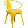 Flash Furniture Commercial Grade 31.5″ x 63″ Rectangular Black Metal Indoor-Outdoor Table Set with 4 Arm Chairs(Yellow)