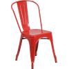 Flash Furniture Commercial Grade 31.5″ x 63″ Rectangular Silver Metal Indoor-Outdoor Table Set with 4 Stack Chairs(Red)