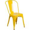 Flash Furniture Commercial Grade 31.5″ x 63″ Rectangular White Metal Indoor-Outdoor Table Set with 6 Stack Chairs(Yellow)