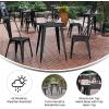 Flash Furniture Declan Commercial Outdoor Bar Height Dining Table, All Weather Poly Resin Top with Steel Base, 23.75″ Round, Brown/Black(Black Top/Black Frame)
