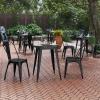 Flash Furniture Declan Commercial Outdoor Bar Height Dining Table, All Weather Poly Resin Top with Steel Base, 23.75″ Round, Brown/Black(Black Top/Black Frame)