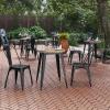 Flash Furniture Declan Commercial Outdoor Bar Height Dining Table, All Weather Poly Resin Top with Steel Base, 23.75″ Round, Brown/Black(Brown Top/Black Frame)