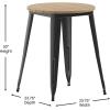Flash Furniture Declan Commercial Outdoor Bar Height Dining Table, All Weather Poly Resin Top with Steel Base, 23.75″ Round, Brown/Black(Brown Top/Black Frame)