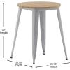 Flash Furniture Declan Commercial Outdoor Bar Height Dining Table, All Weather Poly Resin Top with Steel Base, 23.75″ Round, Brown/Black(Brown Top/Silver Frame)