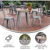Flash Furniture Declan Commercial Outdoor Bar Height Dining Table, All Weather Poly Resin Top with Steel Base, 23.75″ Round, Brown/Black(Brown Top/Silver Frame)