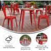 Flash Furniture Declan Commercial Outdoor Bar Height Dining Table, All Weather Poly Resin Top with Steel Base, 23.75″ Round, Brown/Black(Brown/Red)