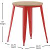 Flash Furniture Declan Commercial Outdoor Bar Height Dining Table, All Weather Poly Resin Top with Steel Base, 23.75″ Round, Brown/Black(Brown/Red)