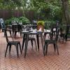Flash Furniture Declan Commercial Outdoor Dining Table, All Weather Poly Resin Top with Steel Base, 30″ Round, Brown/Black(Black Top/Black Frame)