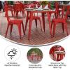 Flash Furniture Declan Commercial Outdoor Dining Table, All Weather Poly Resin Top with Steel Base, 30″ Round, Brown/Black(Brown Top/Red Frame)