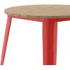 Flash Furniture Declan Commercial Outdoor Dining Table, All Weather Poly Resin Top with Steel Base, 30″ Round, Brown/Black(Brown Top/Red Frame)