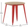 Flash Furniture Declan Commercial Outdoor Dining Table, All Weather Poly Resin Top with Steel Base, 30″ Round, Brown/Black(Brown Top/Red Frame)