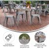 Flash Furniture Declan Commercial Outdoor Dining Table, All Weather Poly Resin Top with Steel Base, 30″ Round, Brown/Black(Brown Top/Silver Frame)