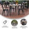 Flash Furniture Declan Commercial Outdoor Dining Table, All Weather Poly Resin Top with Steel Base, 30″ Round, Brown/Black(Brown/Black)