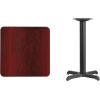 Flash Furniture Graniss 24” Square Walnut Laminate Table Top with 22” x 22” Table Height Base(Mahogany)