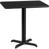 Flash Furniture Graniss 24” x 30” Rectangular Mahogany Laminate Table Top with 22” x 22” Table Height Base(Black)