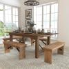 Flash Furniture HERCULES Series 7′ x 40” Antique Rustic Folding Farm Table and Four Bench Set(Antique Rustic)