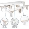 Flash Furniture HERCULES Series 8′ x 40” Antique Rustic Folding Farm Table and Four 40.25″L Bench Set(Antique Rustic White)