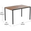 Flash Furniture Lark 5 Piece Outdoor Dining Table Set – Synthetic Teak Poly Slats – 30″ x 48″ Steel Framed Table with Umbrella Holder Hole – 4 Stackable Club Chairs