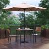 Flash Furniture Lark 5 Piece Patio Table Set – 2 Synthetic Stackable Faux Teak Chairs – 35″ Square Faux Teak Table – Tan Umbrella with Base(Tan)
