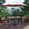 Flash Furniture Lark 7 Piece Outdoor Patio Dining Table Set – 4 Synthetic Teak Stackable Chairs with Arms – 30″ x 48″ Table – Tan Umbrella with Base(Tan)