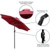 Flash Furniture Lark 7 Piece Patio Table Set – 4 Synthetic Stackable Faux Teak Chairs – 30″ x 48″ Faux Teak Table – Red Umbrella with Base(Red)