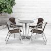 Flash Furniture Lila 23.5” Round Aluminum Indoor-Outdoor Table Set with 4 Dark Brown Rattan Chairs(Dark Brown)